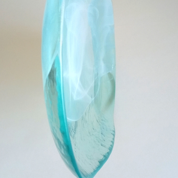 ArdaCam Blue Swirl Tabletop Turkish Blown Glass Serving Platter - Picture 3 of 8